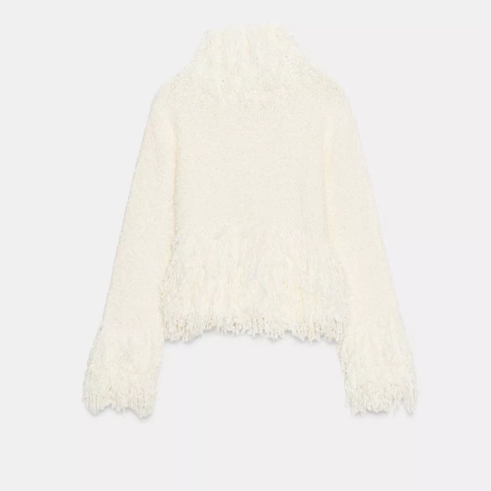 Zara NWT fringe knit jumper sweater 4737/102 - Picture 6 of 14